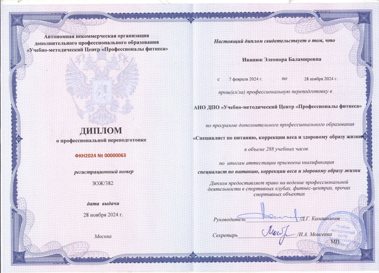 Сертификат Проф фит